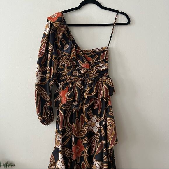 Ulla Johnson Mariam Dress Silk Midi Dress in Onyx - Picture 8 of 9